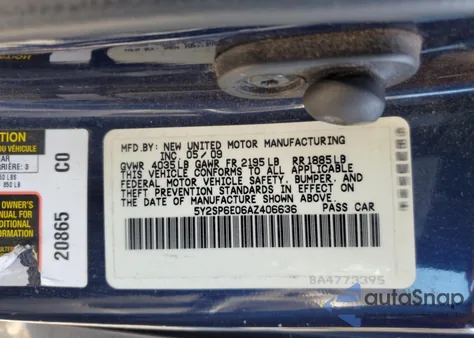 2010 Pontiac Vibe из США, поврежденный, VIN 5Y2SP6E06AZ406636